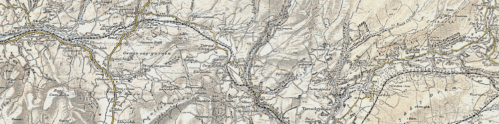 Old map of Ystradowen in 1900-1901