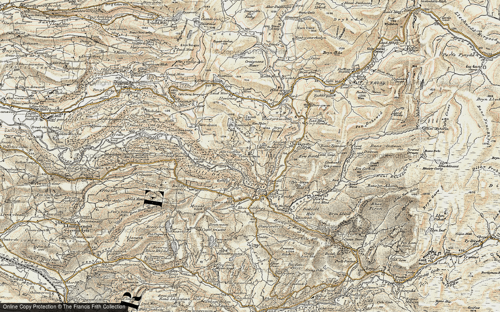 Old Map of Historic Map covering Allt-y-Gigfran in 1901-1903