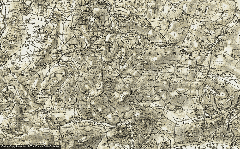Old Map of Historic Map covering Auchintender in 1908-1910
