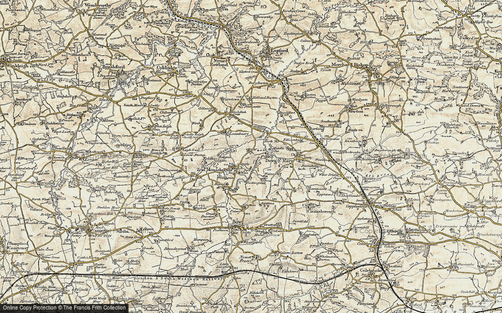 Old Map of Zeal Monachorum, 1899-1900 in 1899-1900