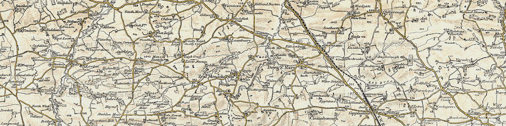 Old map of Zeal Monachorum in 1899-1900