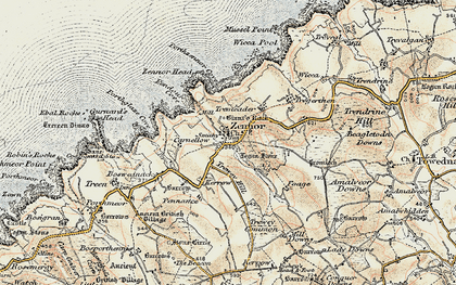 Old map of Zennor in 1900