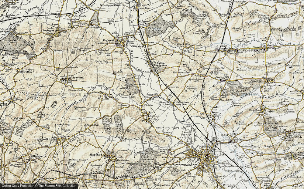 Old Map of Historic Map covering Whatton Ho in 1902-1903