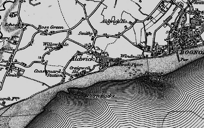 Old map of Bognor Rocks in 1895