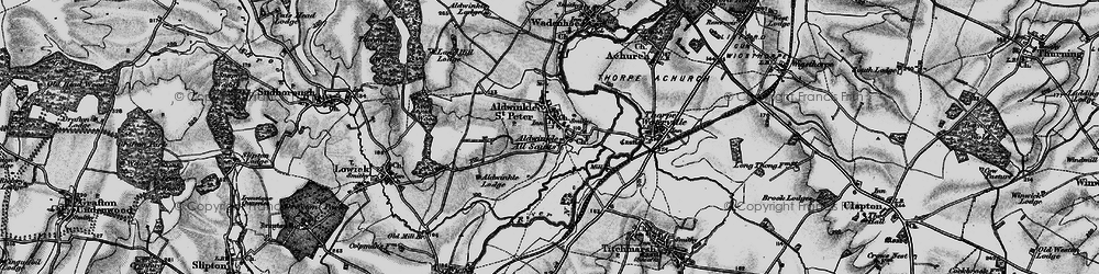 Old map of Aldwincle in 1898