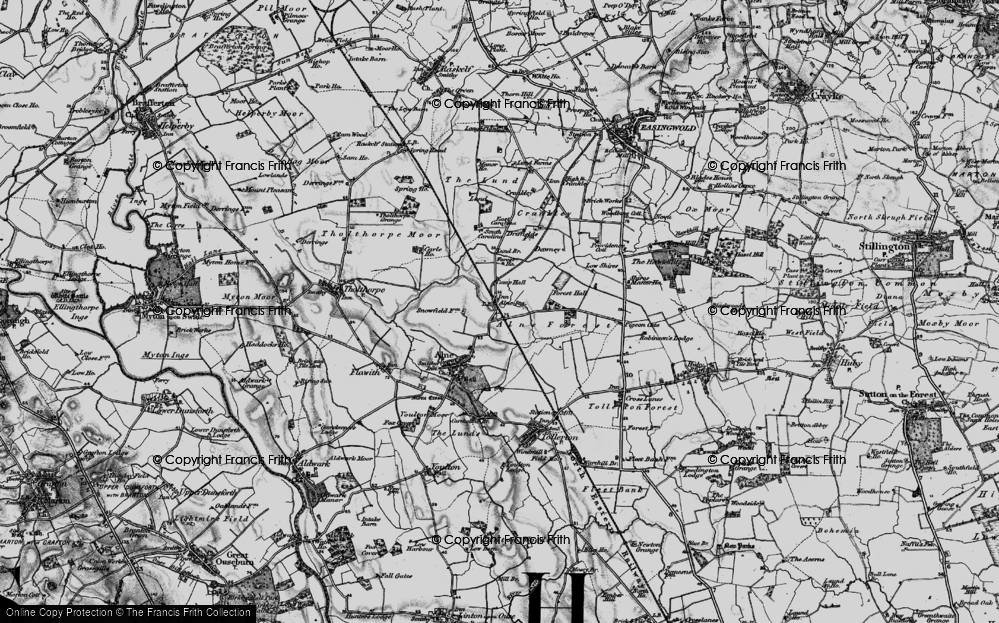 Old Map of Historic Map covering Alne Forest in 1898