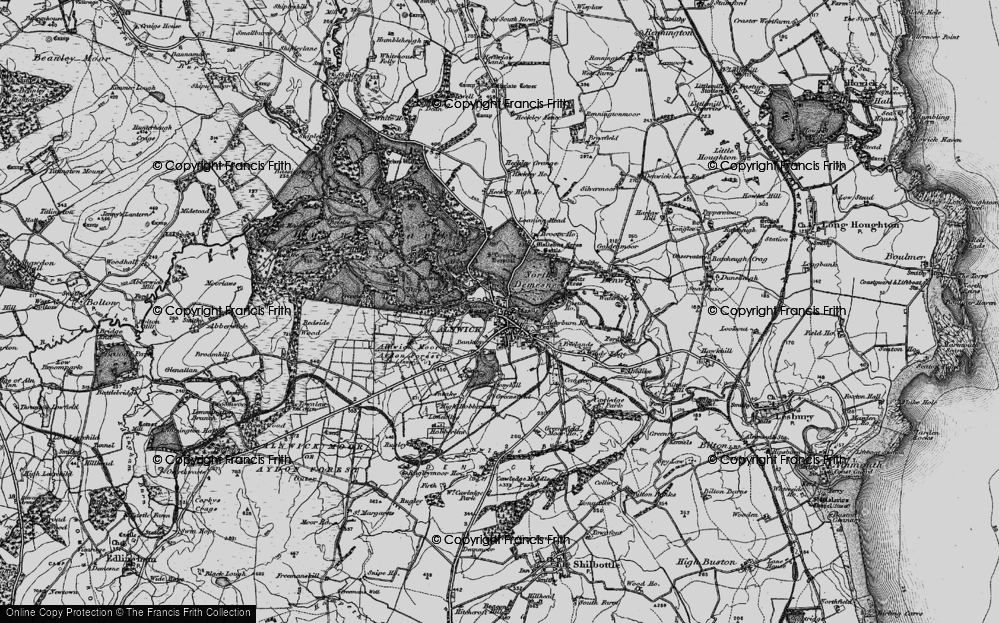 OLD ONE INCH MAP ALNWICK 1901 ALNMOUTH CRASTER HEPBURN ROCK SHILBOTTLE 