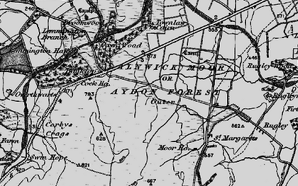 Old map of Alnwick Moor or Aydon Forest (Outer) in 1897