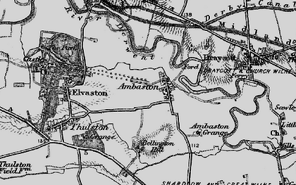 Old map of Ambaston in 1895
