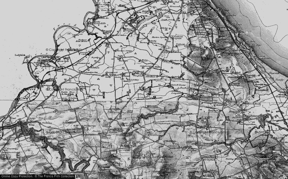 Old Map of Historic Map covering Berrington Lough in 1897