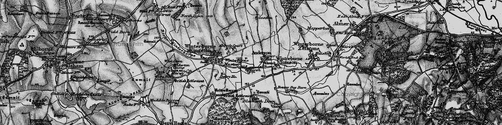 Old map of Bloxworth Down in 1898