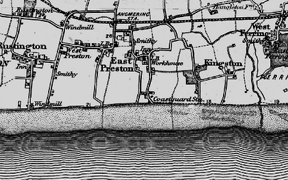 Old map of Angmering-on-Sea in 1895