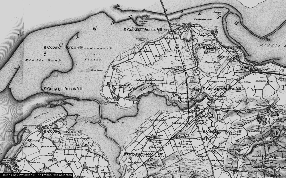 Old Map of Historic Map covering Bowness Common in 1897