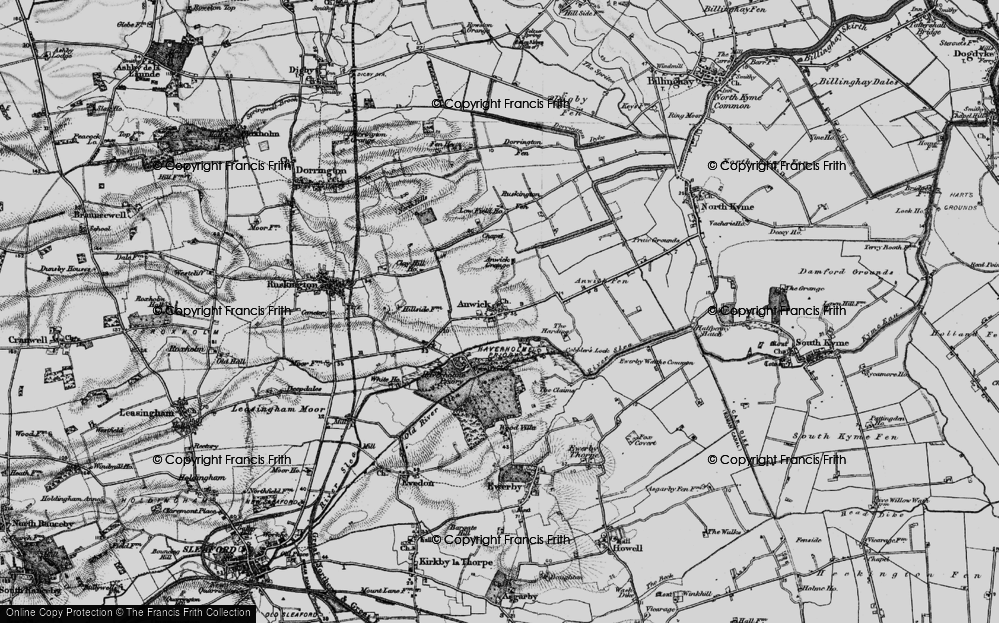Old Map of Historic Map covering Anwick Fen in 1898