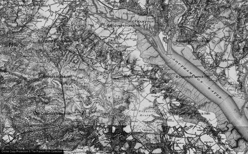 Old Map of Historic Map covering Yew Tree Heath in 1895