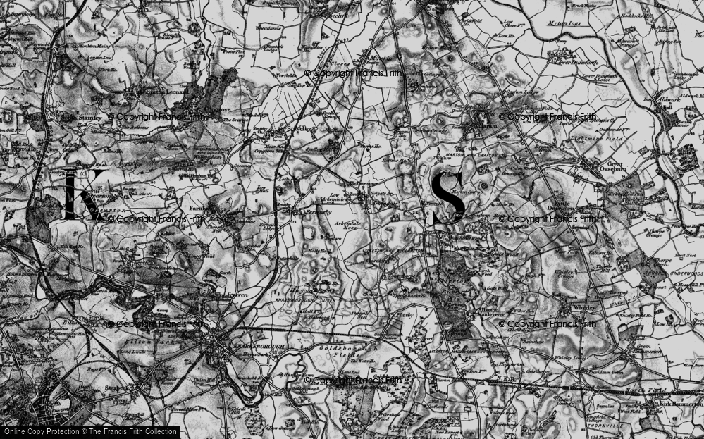 Old Map of Historic Map covering Arkendale Moor in 1898
