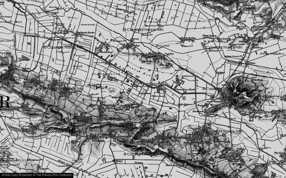 Old Map of Historic Map covering Ashcott Heath in 1898