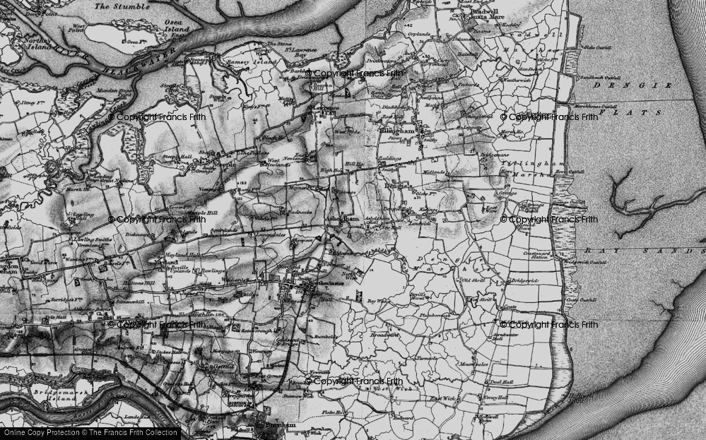 Old Map of Historic Map covering Asheldham Grange in 1895