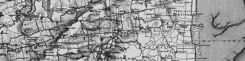 Old map of Asheldham Grange in 1895
