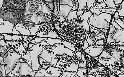 Old map of Ashford in 1895