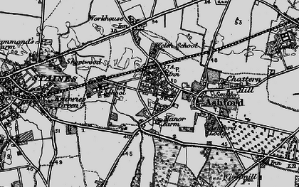 Old map of Ashford in 1896