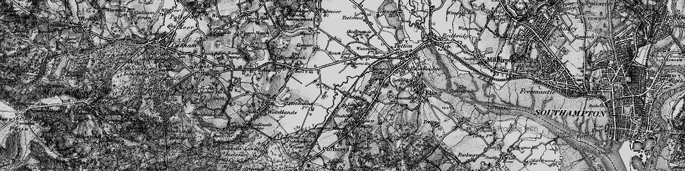 Old map of Bartley Water in 1895