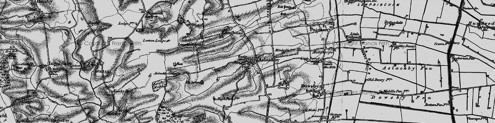 Old map of Aslackby in 1895