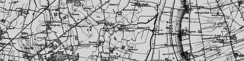 Old map of Aubourn in 1899