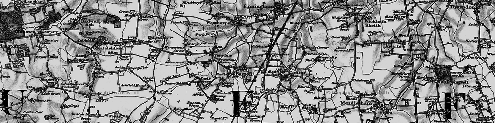 Old map of Bacton in 1898
