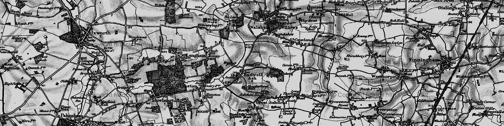 Old map of Badwell Ash in 1898