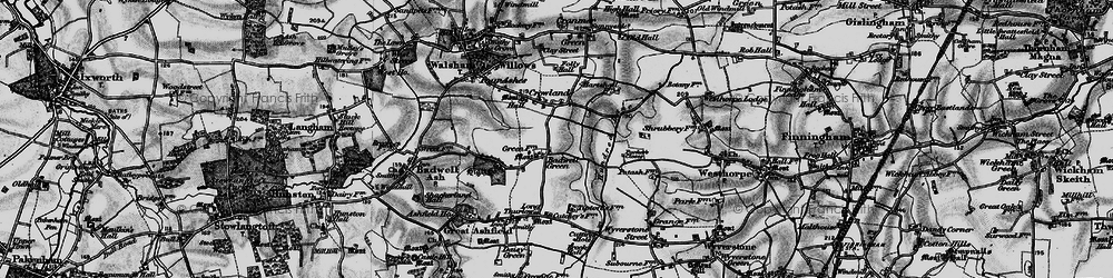 Old map of Badwell Green in 1898