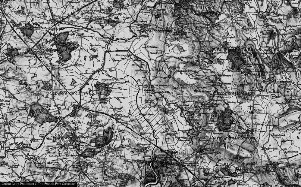 Old Map of Historic Map covering Baggy Moor in 1897