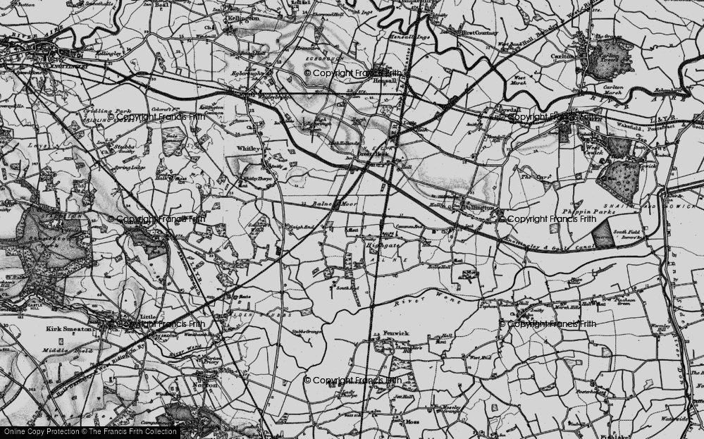 Old Map of Historic Map covering Balne Moor in 1895