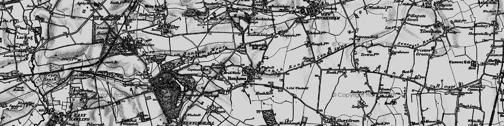 Old map of Banham Hall in 1898