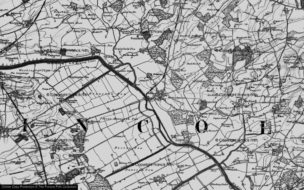 Old Map of Historic Map covering Branston Island in 1899