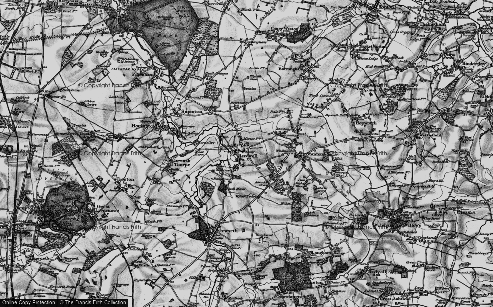 Old Map of Historic Map covering Bardwell Windmill in 1898