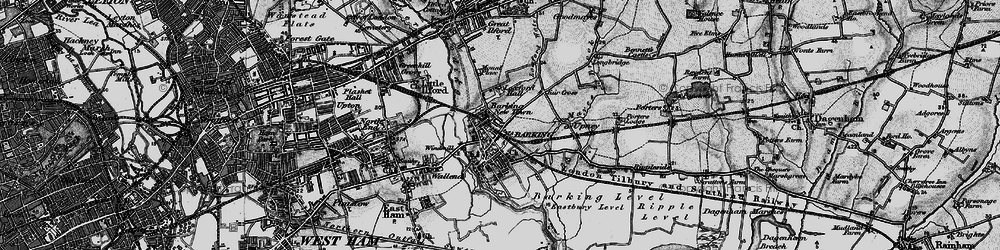 Old map of Barking in 1896