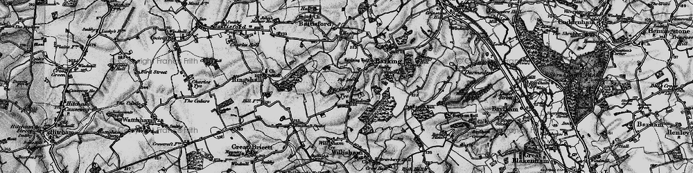 Old map of Barking Tye in 1896