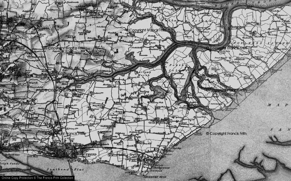 Old Map of Historic Map covering Barling Marsh in 1895
