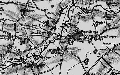 Old map of Barnham Broom in 1898