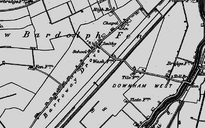 Old map of Barroway Drove in 1898