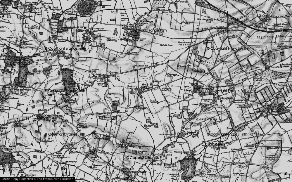 Old Map of Historic Map covering Barton Bendish Fen in 1898