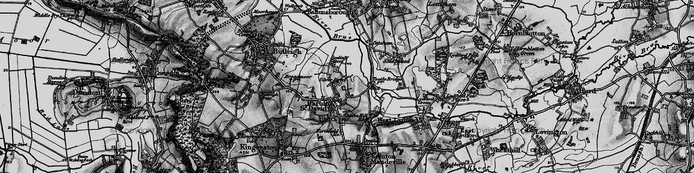 Old map of Barton St David in 1898