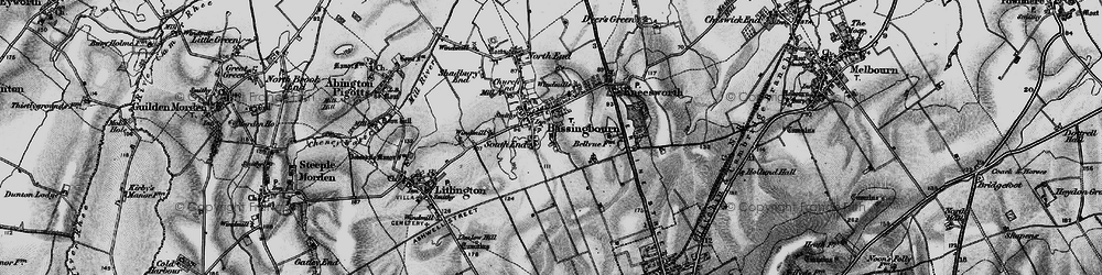 Old map of Bassingbourn in 1896