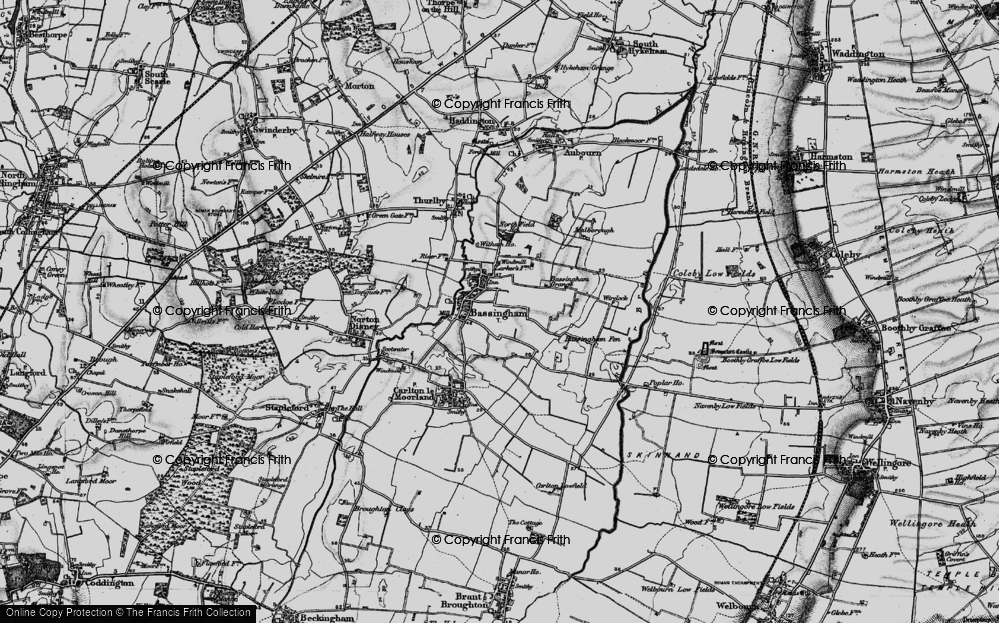 Old Map of Historic Map covering Bassingham Fen in 1899
