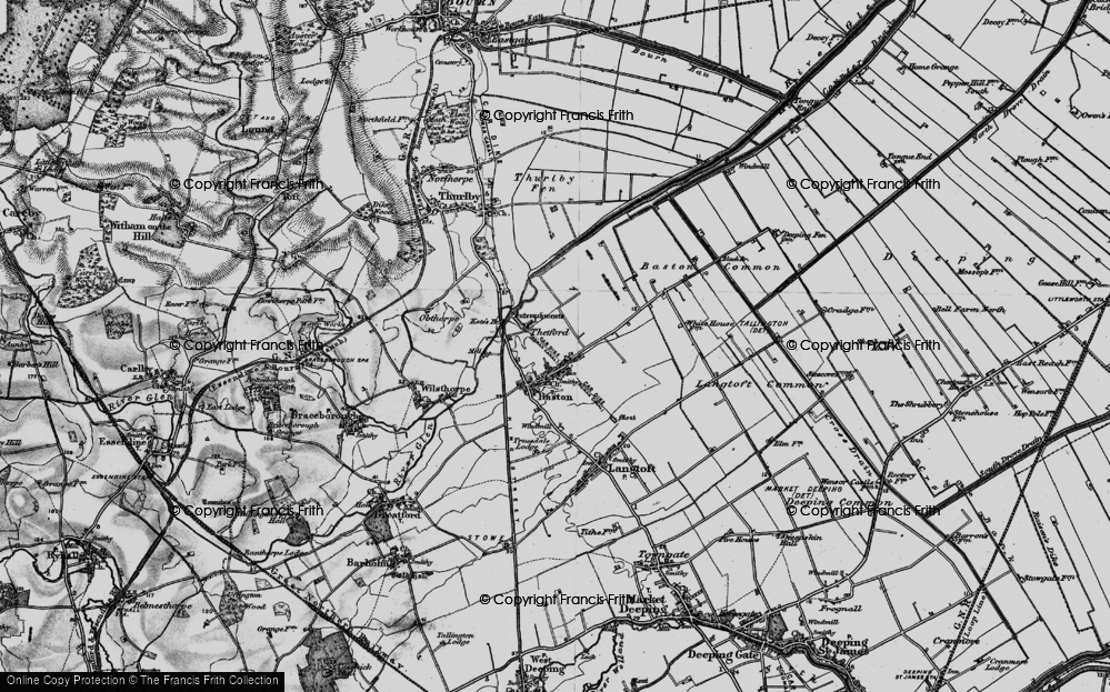 Old Map of Historic Map covering Baston Fen in 1898