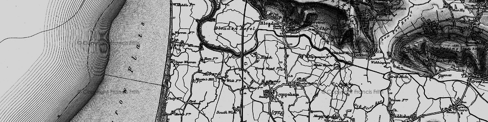 Old map of Bleadon Level in 1898