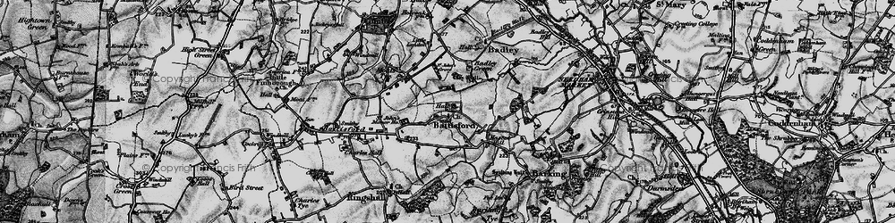 Old map of Battisford in 1898