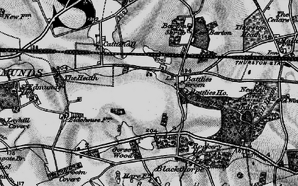 Old map of Battlies Green in 1898