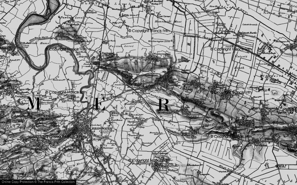 Old Map of Historic Map covering Bawdrip Level in 1898